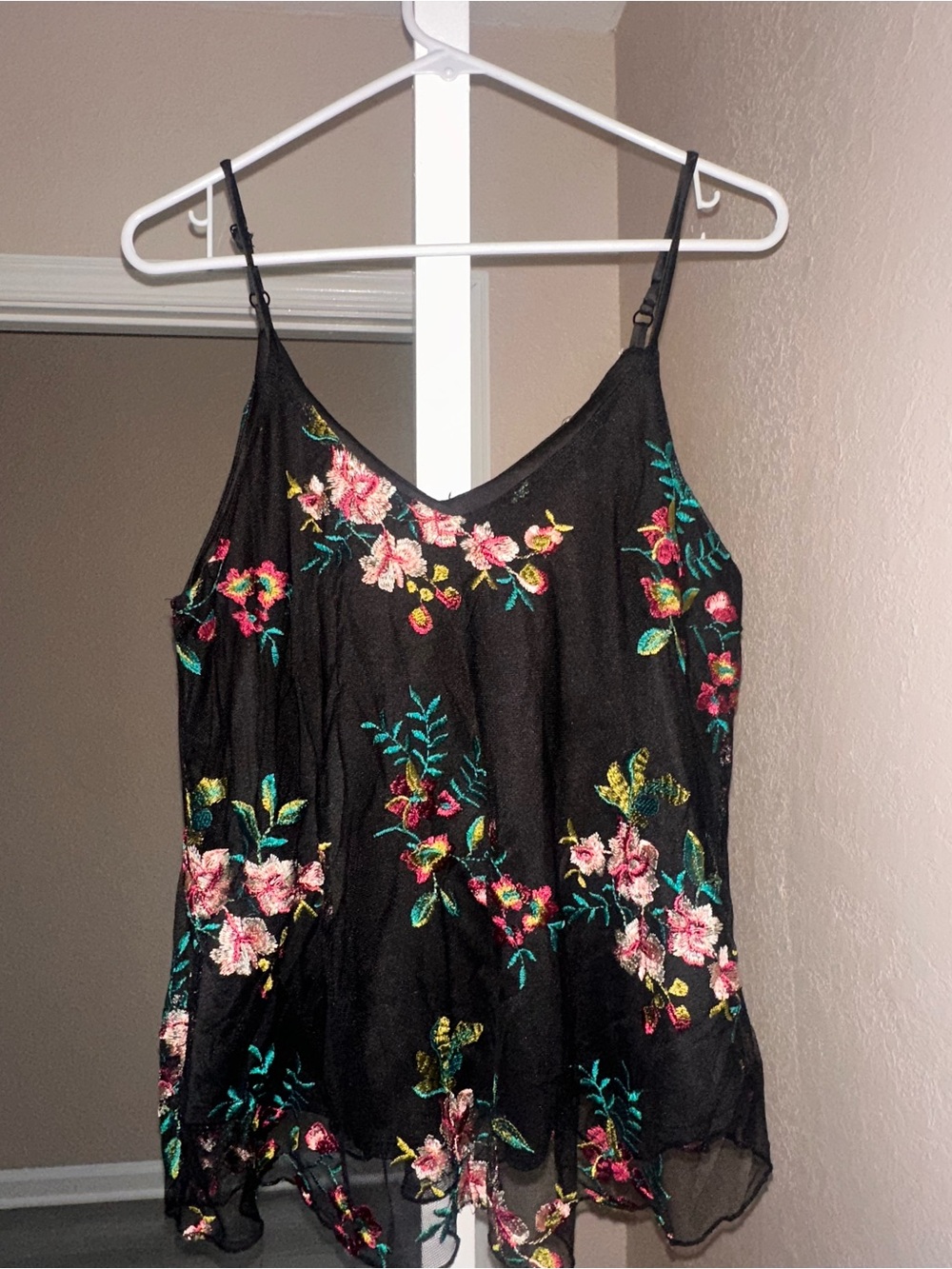 Willow Black Floral Embroidered Camisole
